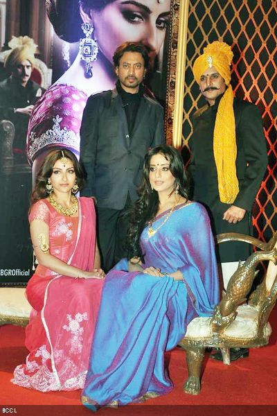 (L-R) Interesting star cast of the movie 'Saheb Biwi Aur Gangster Returns' caught during the first look unveiling, held at JW Marriott in Mumbai on January 31, 2013. (Pic: Viral Bhayani) 