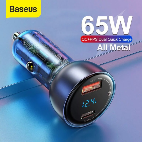 Tẩu sạc nhanh công suất cao 65W Baseus Particular Digital Display QC+PPS Dual ( 65W ,USB + Type C, LCD Display, PD/PPS/QC3.0 Quick Charger Car Charger)