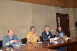 O comandante da Escola de Sargentos do Exército, coronel Barros Duarte, o presidente da associação de criadores, Jorge Magalhães, o presidente da Câmara, Tinta Ferreira e a professora da Escola Secundária Rafael Bordalo Pinheiro, Maria José Rocha