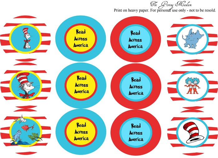 My Paper lily {Free Printable} Dr. Suess "Read Across America" cupcake