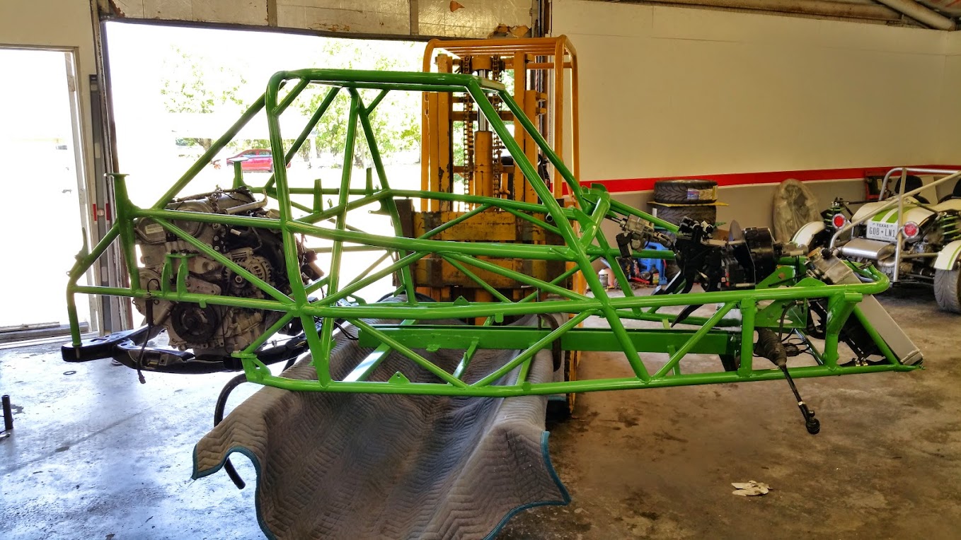 DF Goblin Prototype 2 engine mated to subframe wide view