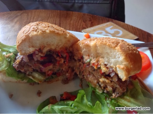 handmade burger Co. Stuffed Burger with Cheddar and Chilli