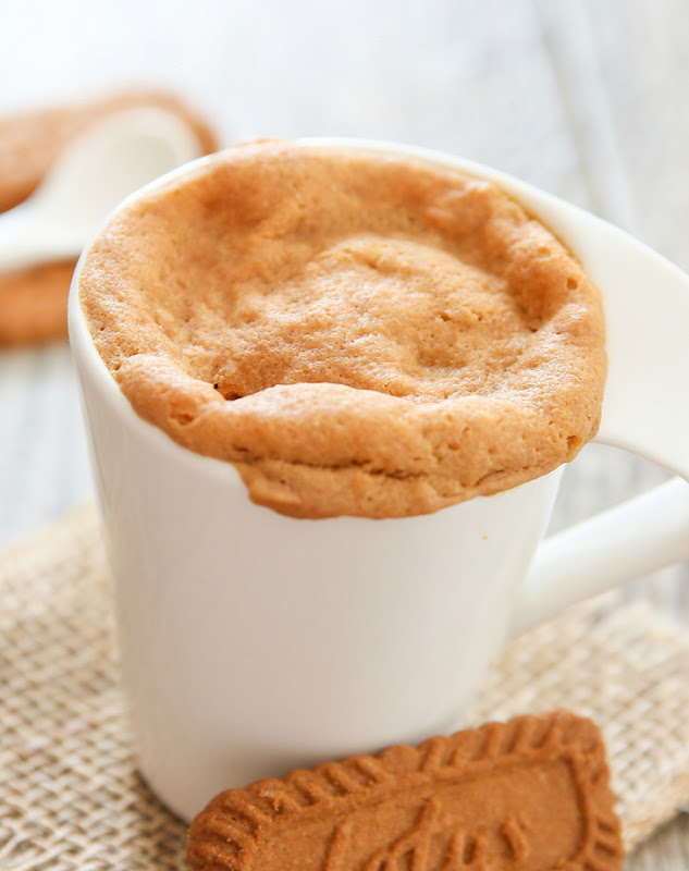 a close-up photo of 4 Ingredient Cookie Butter Mug Cake