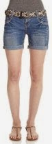 <br />WallFlower Juniors Gem Mid Thigh Denim Shorts