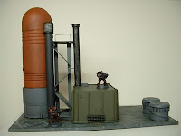 Manufacturing plant with large vertical storage tank Industrial Science Fiction war game terrain and scenery - UniversalTerrain.com