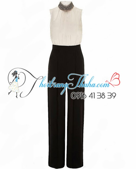 Jumpsuit Đồ Bay Cổ Lọ Kem Jumpsuit Đồ Bay Cổ Lọ Kem