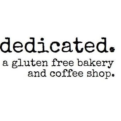 dedicated. a gluten free bakery & coffee shop logo