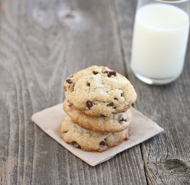 photo of a stack of chocolate chip cookies