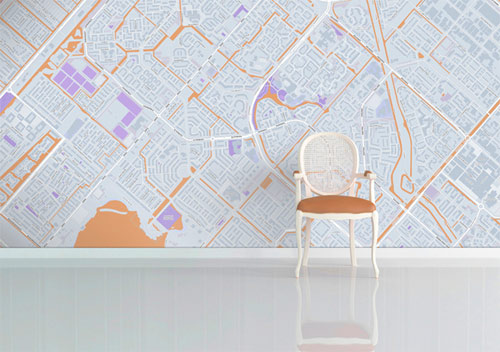 decoração com papel de parede - mapa customizado