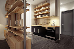 Căn hộ 32m² nhỏ gọn, với hệ thống kệ mở thông minh