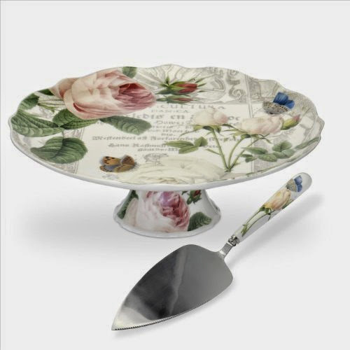 Royal Worester Royal Horticultural Society Roses Footed Cake Plate with Server
