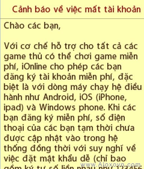 ra mắt phiên bản Ionline dành cho HĐH windows phone Www.Aloxovn.com-canhbao