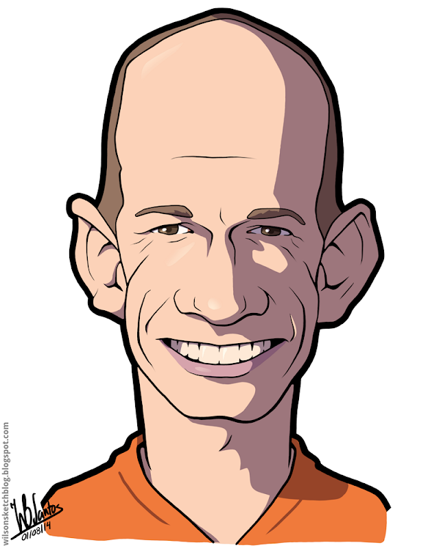 Cartoon caricature of Arjen Robben. Cartoon caricature of Arjen Robben.