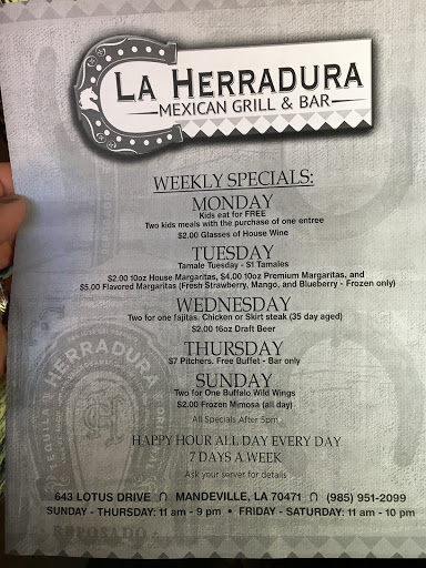 Mexican Restaurant «La Herradura Mexican Grill & Bar», reviews and photos, 643 Lotus Dr N, Mandeville, LA 70471, USA