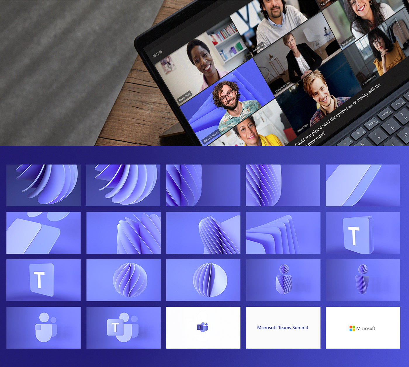 3D blue branding  Microsoft microsoft teams online event virtual event visual identity