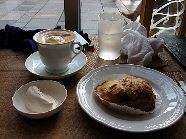 Viennese coffee & a salt caramel damand at Cafe Saryo in Tokyo.