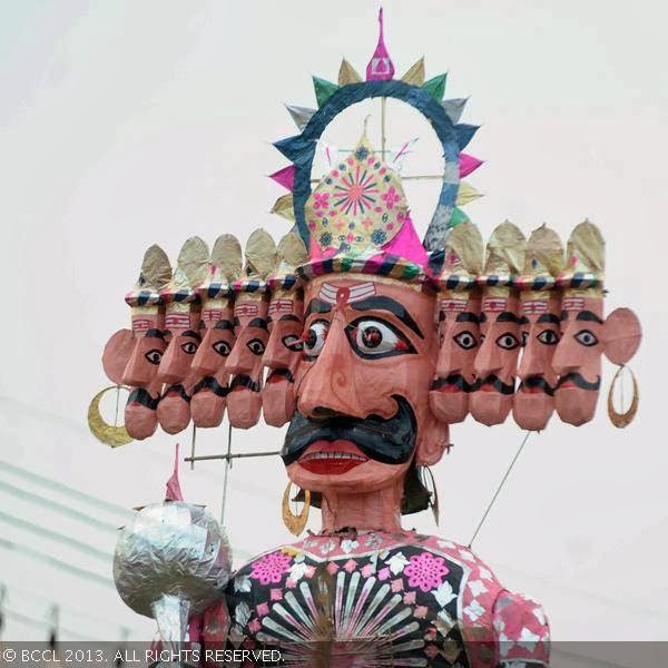 Ravana effigy at the Dusshera celebration of Lav-Kush Ramlila Committee, held at Red Fort, New Delhi, on October 13, 2013.