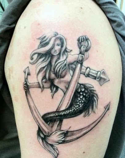 Mermaid Tattoo with anchor