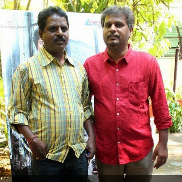 Kanagaraj and Kamal Subramaniyam pose during the press meet of Marumugam, held in the city.