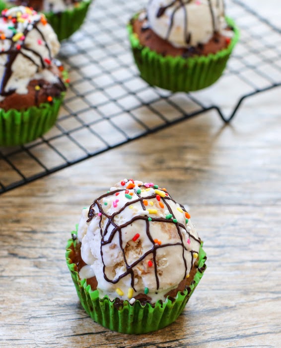 close-up photo of one 3 Ingredient Ice Cream Cupcakes