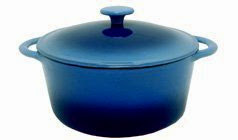  FancyCook Enamel Cast Iron Blue Round Dutch Oven 5 1/2 Qt