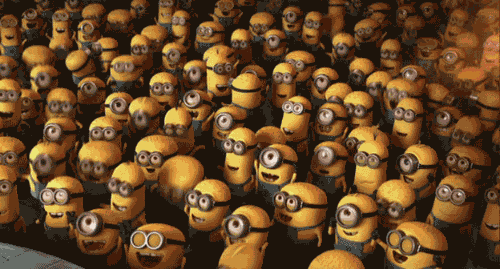 customer behavior analysis - GIF of crowd of Minions cheering
