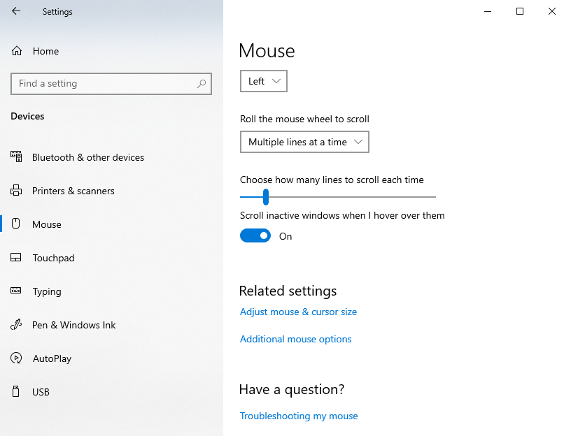 Navigate to the “Mouse” settings to make sure that your customised settings haven’t been changed.