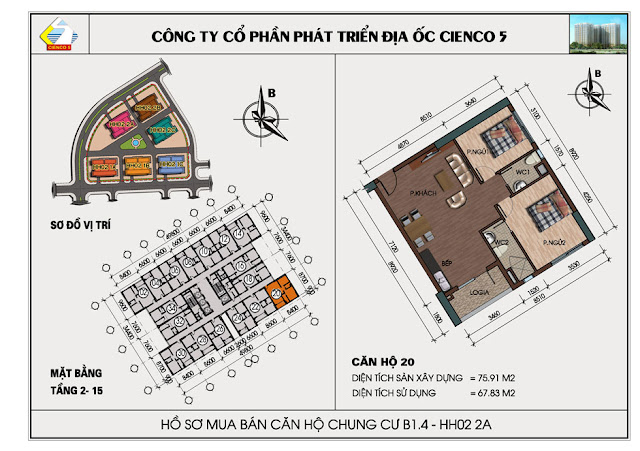 Mặt Bằng Căn hộ 20 Chung Cư B1.4 HH02-2A Thanh Hà Mặt Bằng Căn hộ 20 Chung Cư B1.4 HH02-2A Thanh Hà
