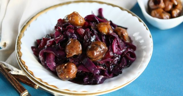 Red Wine braised Cabbage with Caramelized Chestnuts
