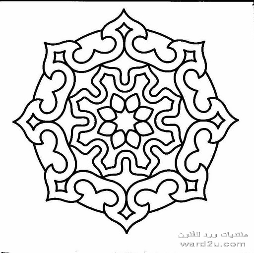 شكل هندسي زخارف اسلامية ابيض واسود