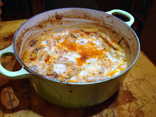 Baked Ziti out of the oven