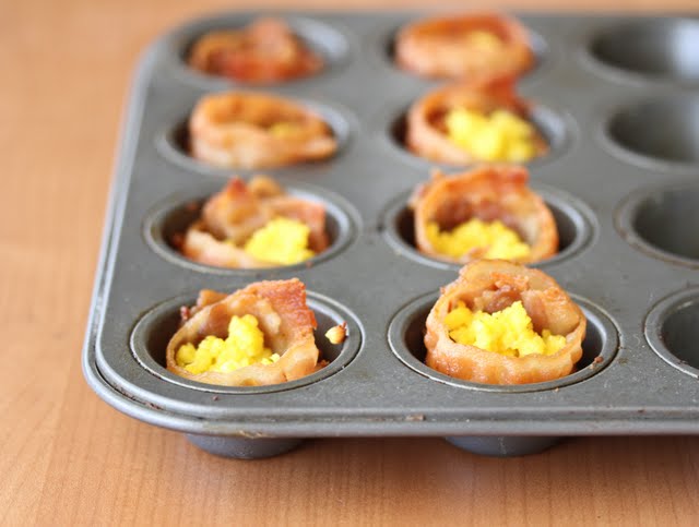photo of Mini Bacon Egg Cups in a mini muffin tin