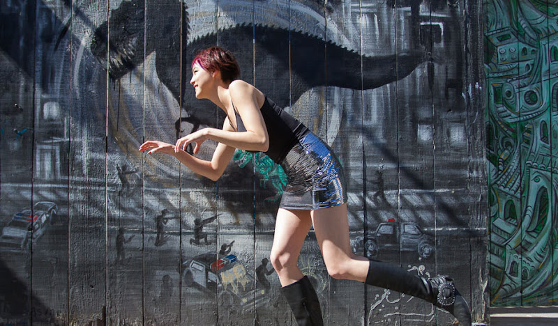 DiscoDino in a Disco Mini Skirt