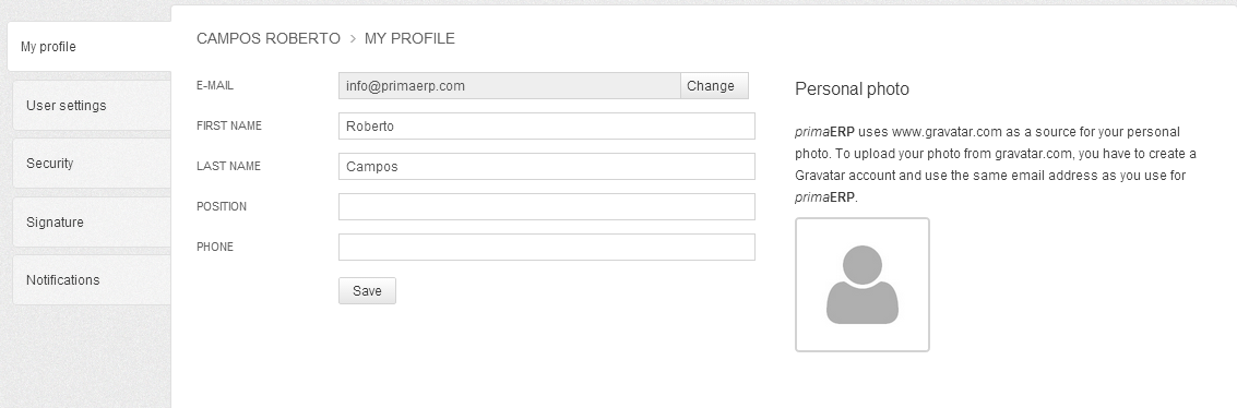 Change email