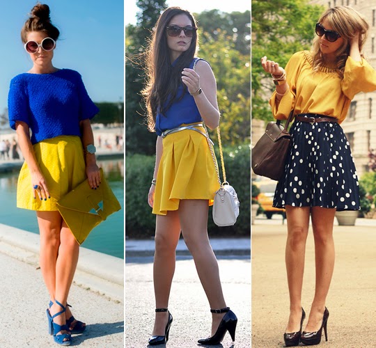 look azul e amarelo