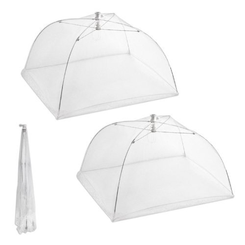 Set of 2 Large Pop-Up Mesh Screen Food Cover Tents - Keep Out Flies, Bugs, Mosquitos - Reusable