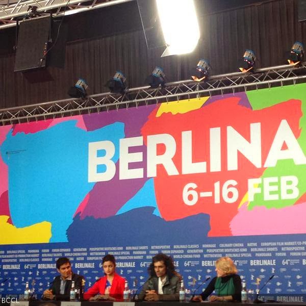 Randeep Hooda, Alia Bhatt and director Imtiaz Ali during the International Film Festival Berlinale in Berlin, on February 13, 2014. (Pic: Viral Bhayani)