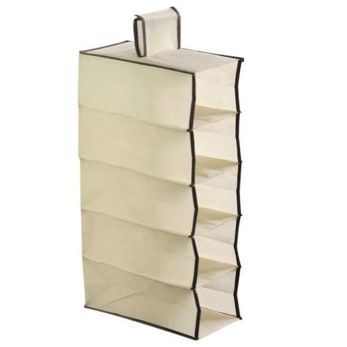 RHX New 5 Shelf Hanging Bag Clothes Shoe Holder Rack Organiser Wardrobe Tidy Storage