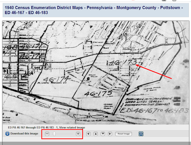1940 Census ED map of Pottstown