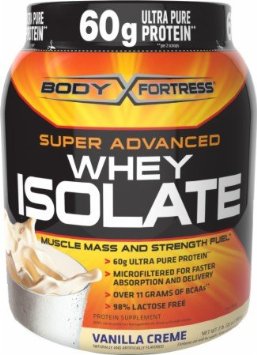  Body Fortress Super Advanced Whey Isolate, Vanilla Creme, 2 Pounds