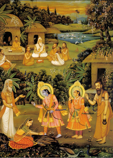 Prince Rama liberating Ahalya from curse Prince Rama liberating Ahalya from curse