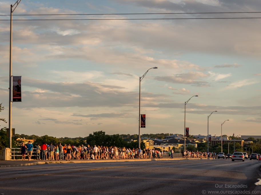 The crowd on the Congress Bridge (waiting for the bats)