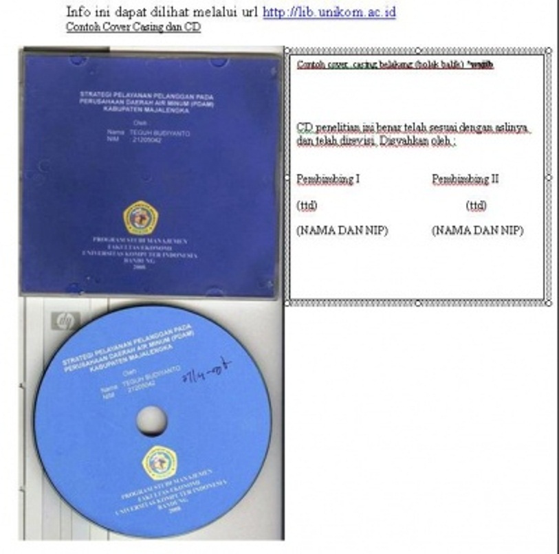 Format CD/DVD Pengumpulan Laporan Praktek Kerja Lapangan 