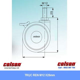 Bảng vẽ kích thước trục ren bánh xe PU bánh đôi CPT chịu tải trọng (80~100kg) : Bảng vẽ kích thước trục ren bánh xe PU bánh đôi CPT chịu tải trọng (80~100kg) :