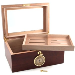  100-cigar Humidor Cherrywood with Glass Top