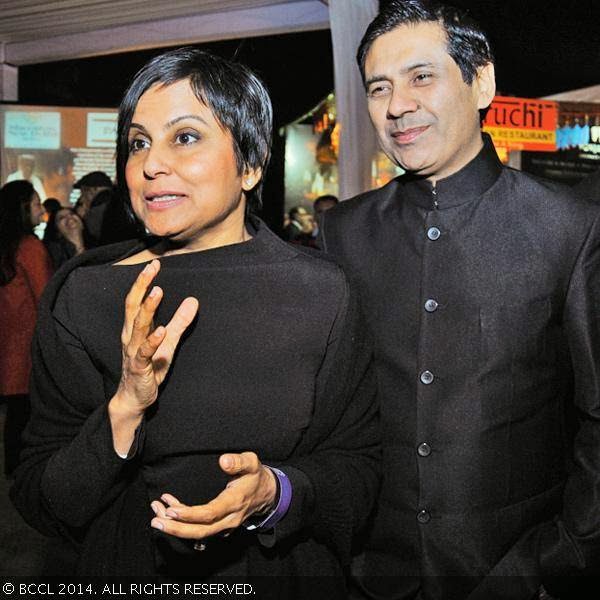 Rashmi Virmani with husband at the book launch party of Times Food and Nightlife Guide, Delhi, 2014, held at hotel ITC Maurya, New Delhi, on January 27, 2014.