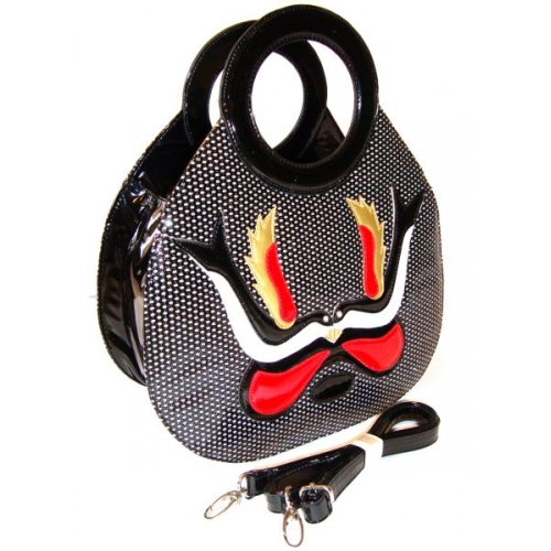 Celeb Large Shoulder Bag Handbag Silver Black Red Animal Print Shape Bird Round
