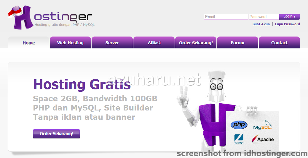 cara hosting web di idhostinger