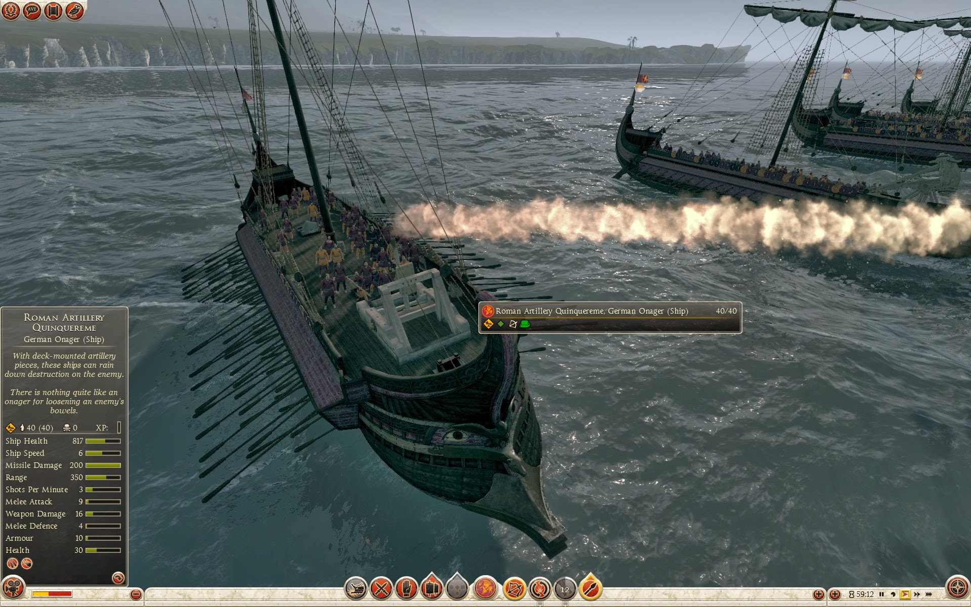 Quinquerreme romano de artillería - Onagro germánico (barco)