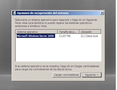Opciones De Recuperacion Del Sistema Windows Vista Cargar Controladores